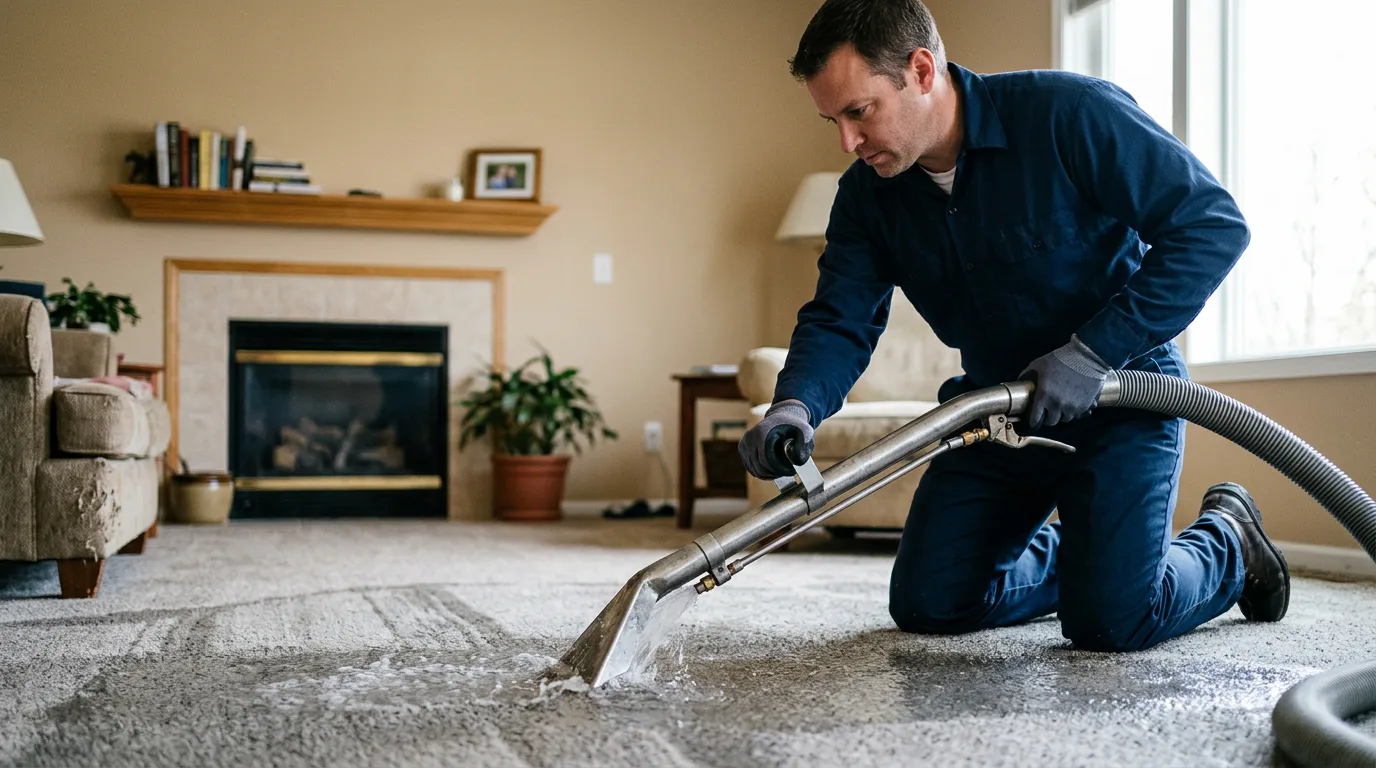 Water damage restoration technician working near New Athens, IL